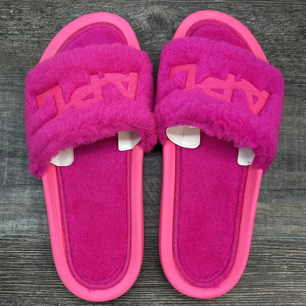 APL Slide Women's 8 Shearling Sandals Neon Pink NEW